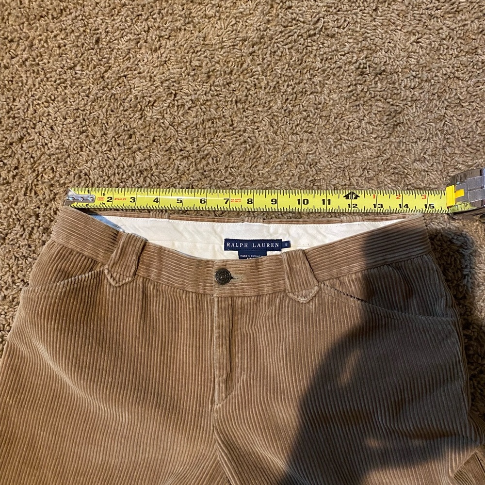 Ralph Lauren Khaki Corduroy Pants, Knee Patches, Drawstring Leg Detail Size 8 - Picture 8 of 10